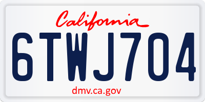 CA license plate 6TWJ704