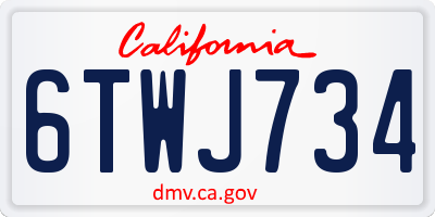 CA license plate 6TWJ734