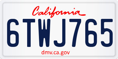 CA license plate 6TWJ765