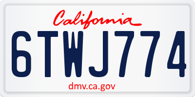 CA license plate 6TWJ774