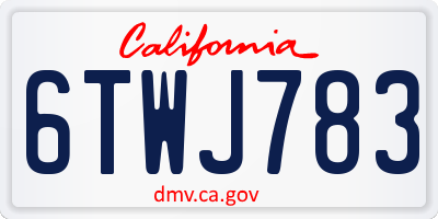 CA license plate 6TWJ783