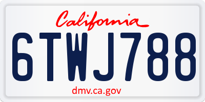 CA license plate 6TWJ788