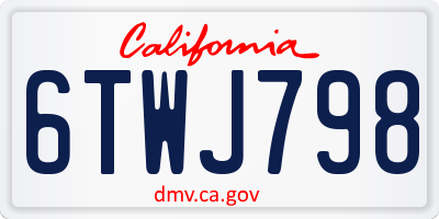 CA license plate 6TWJ798