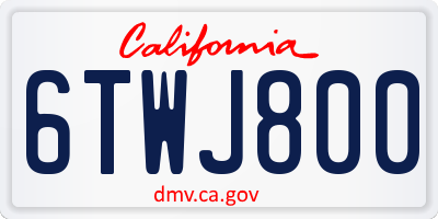 CA license plate 6TWJ800