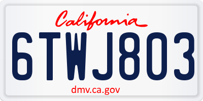 CA license plate 6TWJ803