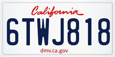 CA license plate 6TWJ818