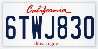 CA license plate 6TWJ830