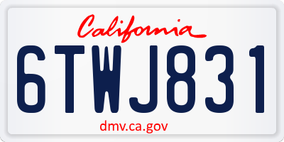 CA license plate 6TWJ831