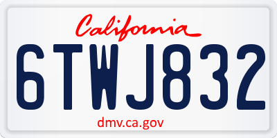 CA license plate 6TWJ832