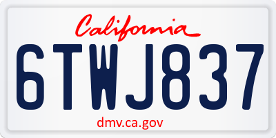 CA license plate 6TWJ837