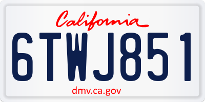 CA license plate 6TWJ851