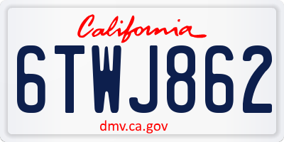 CA license plate 6TWJ862