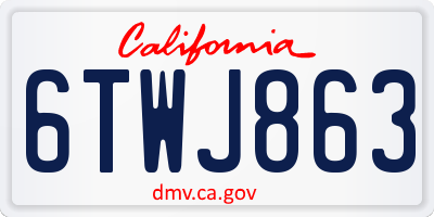 CA license plate 6TWJ863