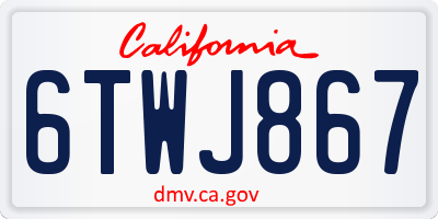 CA license plate 6TWJ867