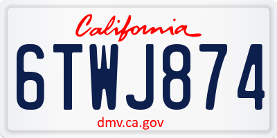 CA license plate 6TWJ874