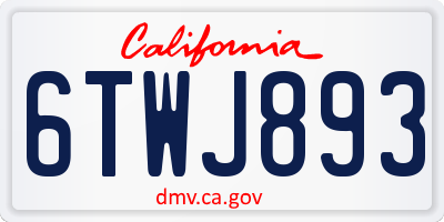 CA license plate 6TWJ893