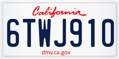 CA license plate 6TWJ910