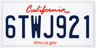 CA license plate 6TWJ921