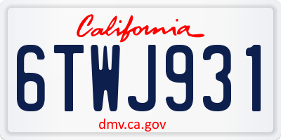 CA license plate 6TWJ931