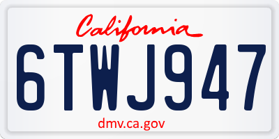 CA license plate 6TWJ947
