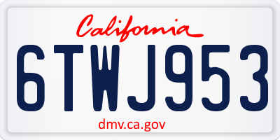 CA license plate 6TWJ953