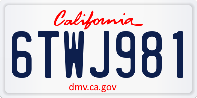 CA license plate 6TWJ981