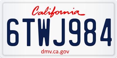 CA license plate 6TWJ984