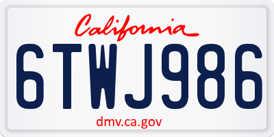 CA license plate 6TWJ986