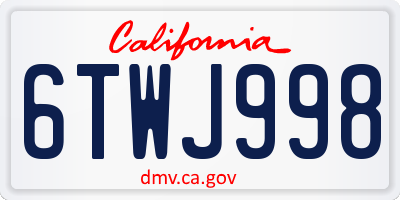 CA license plate 6TWJ998