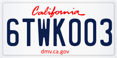 CA license plate 6TWK003