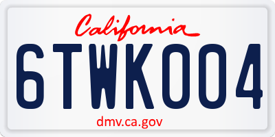 CA license plate 6TWK004