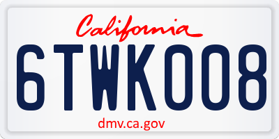 CA license plate 6TWK008