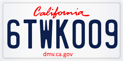 CA license plate 6TWK009