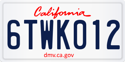 CA license plate 6TWK012
