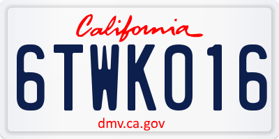 CA license plate 6TWK016