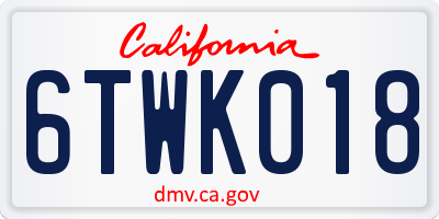 CA license plate 6TWK018