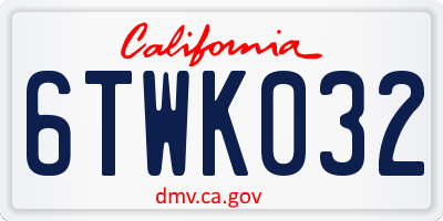 CA license plate 6TWK032