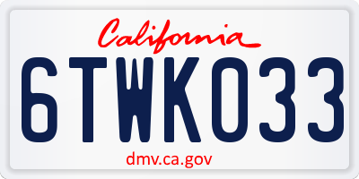 CA license plate 6TWK033