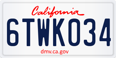 CA license plate 6TWK034