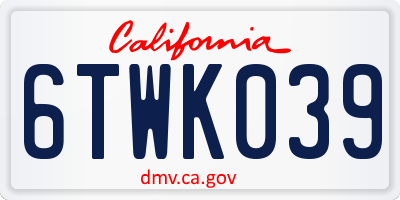 CA license plate 6TWK039