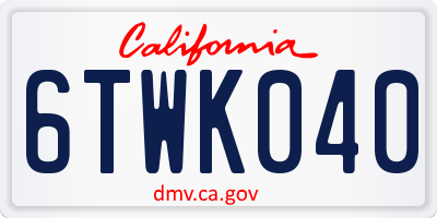 CA license plate 6TWK040