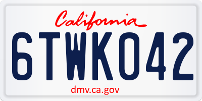 CA license plate 6TWK042