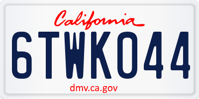 CA license plate 6TWK044