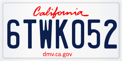 CA license plate 6TWK052