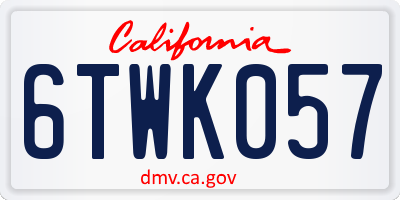 CA license plate 6TWK057