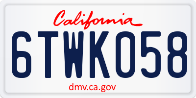 CA license plate 6TWK058