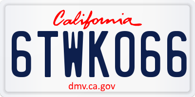 CA license plate 6TWK066