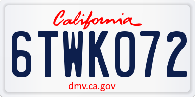 CA license plate 6TWK072