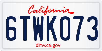 CA license plate 6TWK073