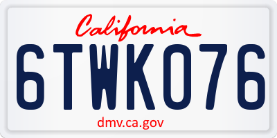 CA license plate 6TWK076